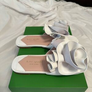 Kate Spade White Ruffle Slide Sandals